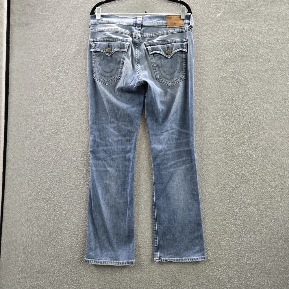 True Religion Men Jeans 33 Light Blue Denim Relaxed Straight Ricky Grunge READ